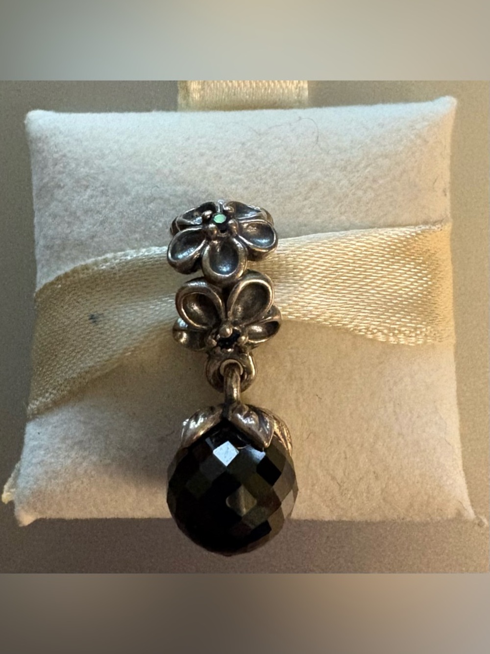 Pandora 790858SPB Garden Odyssey  Charm Dangle with Black Faceted Bead